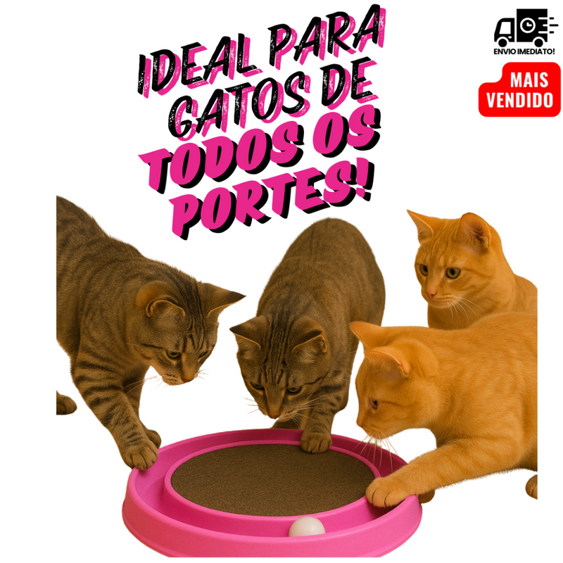 Arranhador para Gatos Redondo com Bolinha Interativo Relax Antiestresse Brinquedos para Gatos