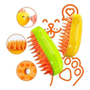 Escova a vapor para gatos e cães 3 em 1 escovas elétricas de pêlos pentes de massagem verde/amarelo