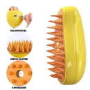 Escova a vapor para gatos e cães 3 em 1 escovas elétricas de pêlos pentes de massagem verde/amarelo